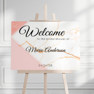 Modern Pink and Gold Marble Shower Poster