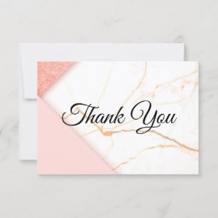 Modern Pink and Gold Marble Thank You Card