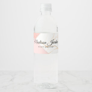 Modern Pink and Gold Marble Water Bottle Label