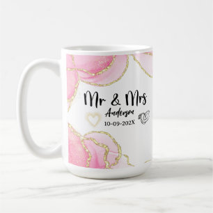 Modern Pink and Gold Mr and Mrs Coffee Mug