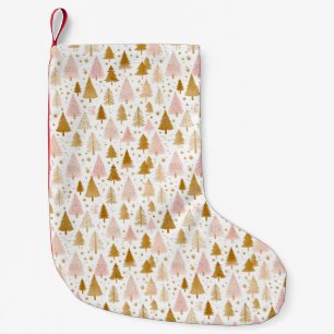 Modern Pink and Gold Tree Pattern Small Christmas Stocking