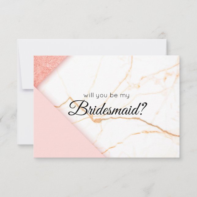 Modern Pink and Gold Will You Be My Bridesmaid (Front)