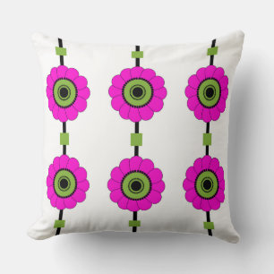 Modern Pink and Green Floral Cushion