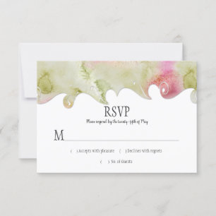 Modern Pink and Green Watercolor Wedding RSVP Card