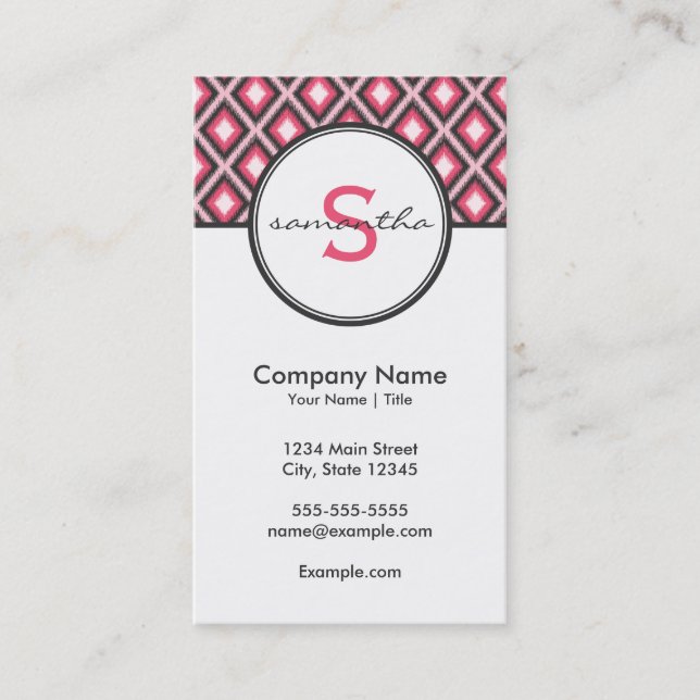 Modern Pink and Grey Business Card (Front)