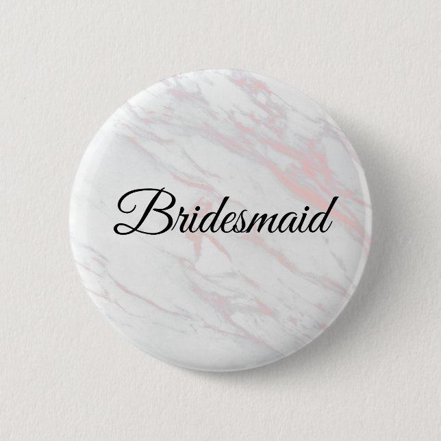 Modern Pink and Grey Marble Bridesmaid 6 Cm Round Badge (Front)