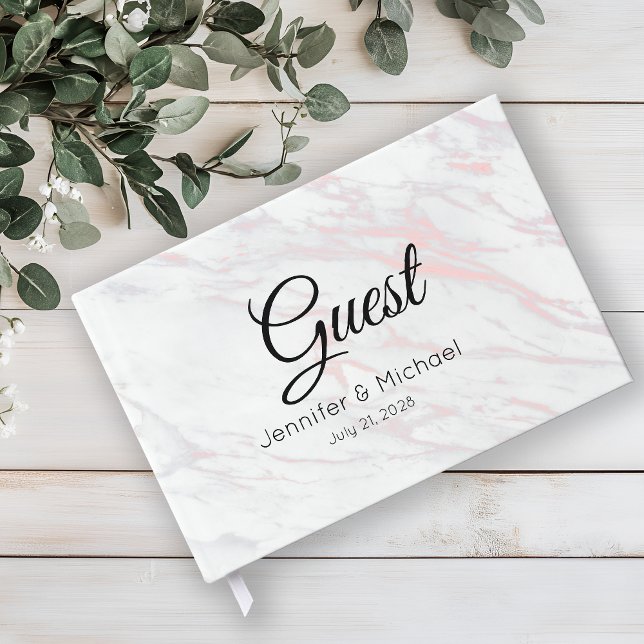 Modern Pink and Grey Marble Guest Book (Creator Uploaded)