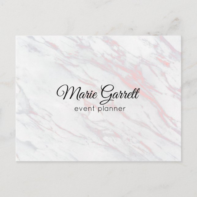 Modern Pink and Grey Marble Marketing Postcard (Front)