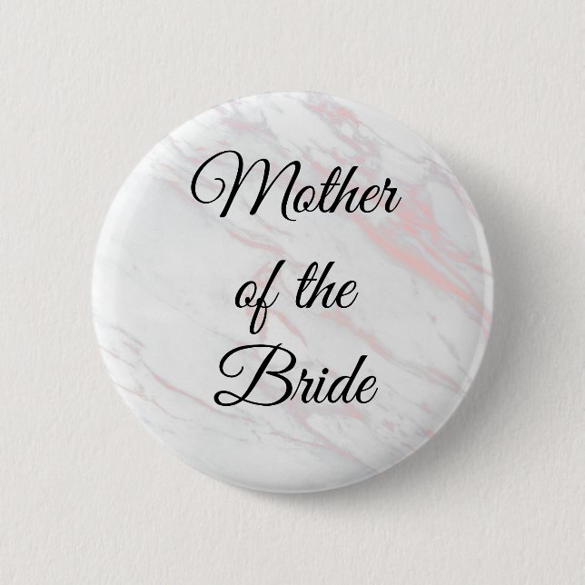 Modern Pink and Grey Marble Mother of the Bride 6 Cm Round Badge (Front)