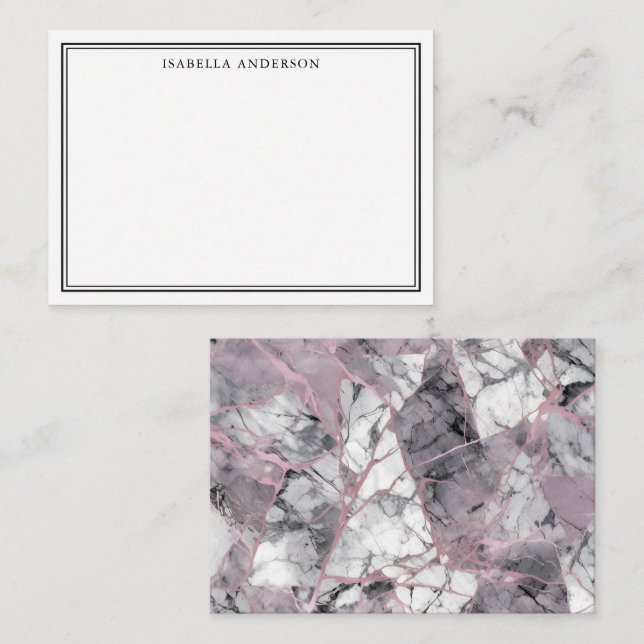 Modern Pink and Grey Marble Personalised Card (Front/Back)