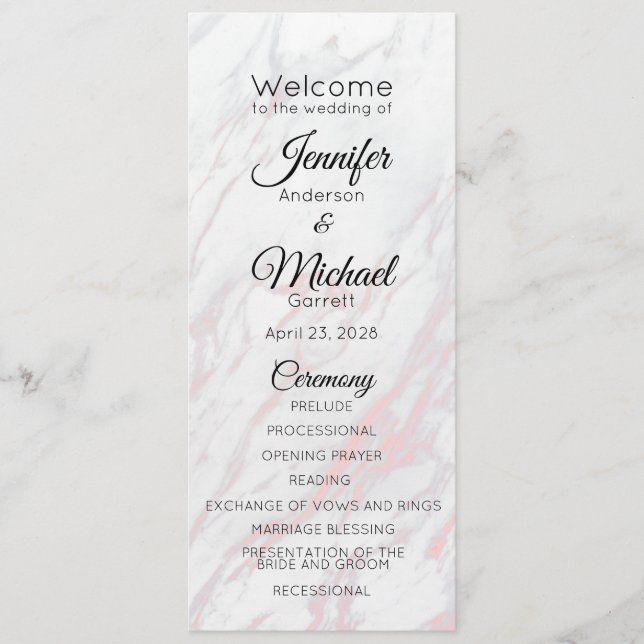 Modern Pink and Grey Marble Programme (Front)