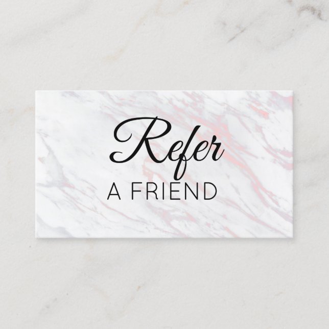Modern Pink and Grey Marble Referral Card (Front)