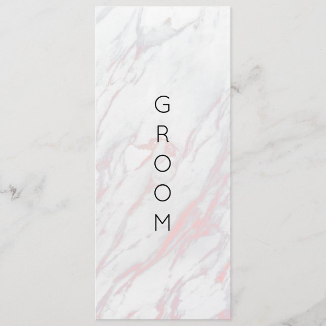 Modern Pink and Grey Marble Reserved Chair Sign Menu (Front)