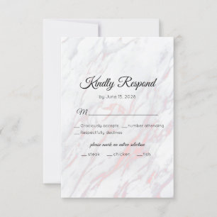 Modern Pink and Grey Marble RSVP Card
