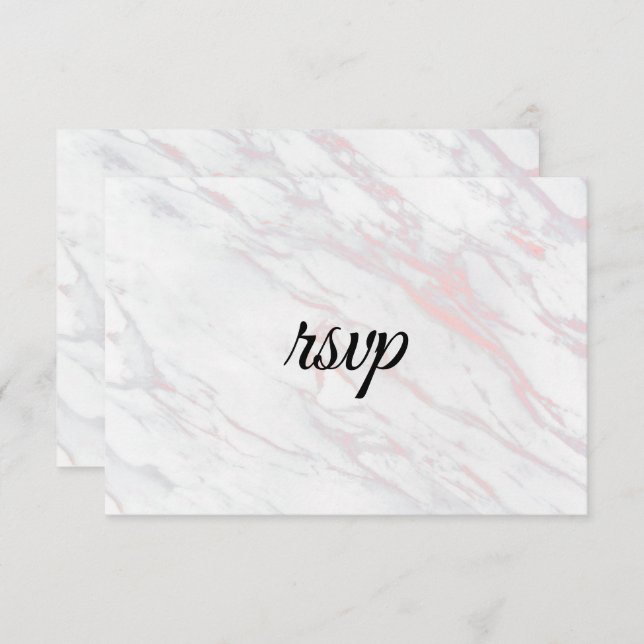 Modern Pink and Grey Marble RSVP Card (Front/Back)