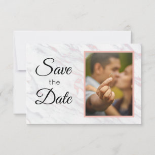Modern Pink and Grey Marble Save The Date