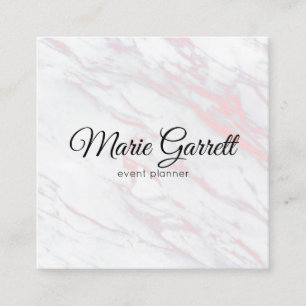 Modern Pink and Grey Marble Square Business Card