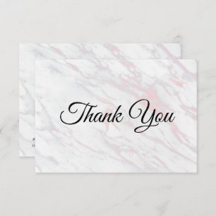 Modern Pink and Grey Marble Thank You Card