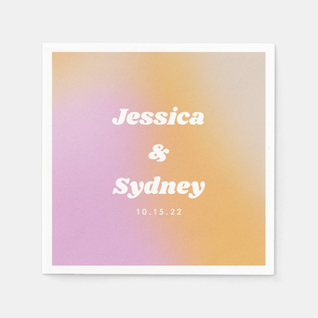 Modern Pink and Orange Abstract Art Wedding  Napki Napkin (Front)