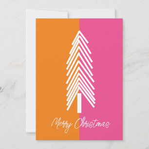 Modern pink and orange pop art Christmas card