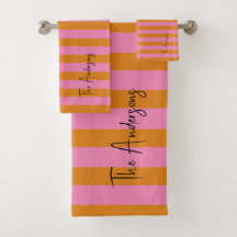 Modern Pink and Orange Stripes Custom Name