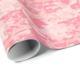 Modern Pink and Peach Camo Camouflage Wrapping Paper