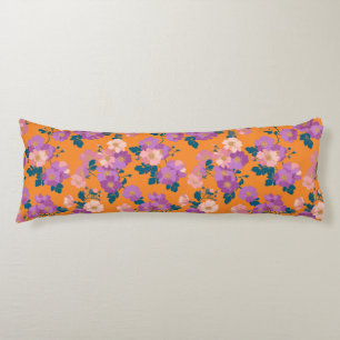 Modern Pink and Purple Floral on Orange Body Cushion