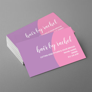 Modern Pink and Purple Geometric Circle Hair Salon Business Card