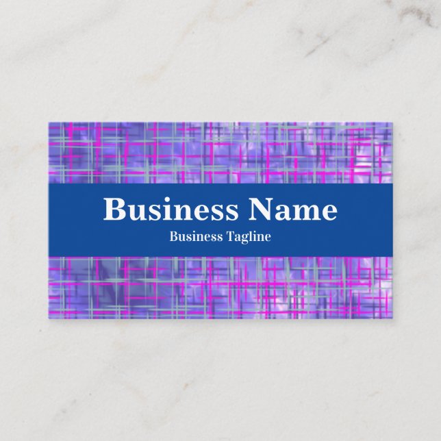 Modern Pink and Purple Grid Lines Abstract Business Card (Front)