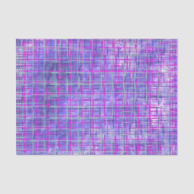 Modern Pink and Purple Grid Lines Abstract Tissue Paper (Front)