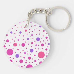 Modern Pink and Purple Random Circles Key Ring