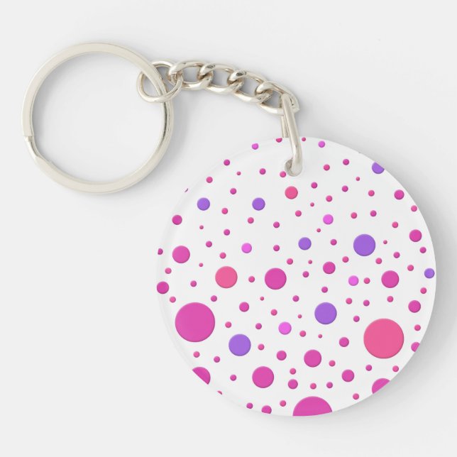 Modern Pink and Purple Random Circles Key Ring (Front)