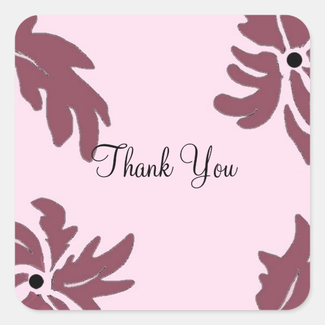 Modern Pink and Raspberry Floral Thank You Square Sticker (Front)