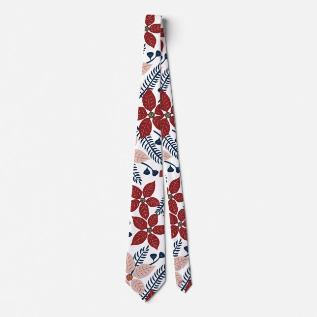 Modern Pink and Red Floral Pattern Tie (Front)