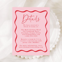 Modern Pink and Red Wavy Frame Wedding Details