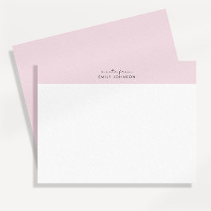 Modern pink and white a note from flat card