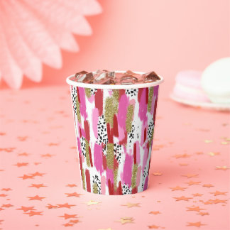 Modern Pink and White Party Paper Cups