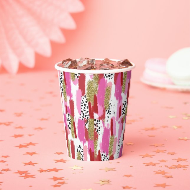 Modern Pink and White Party Paper Cups (Insitu)