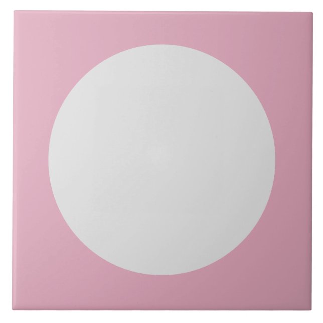 Modern Pink and White Polka dot pattern Tile (Front)