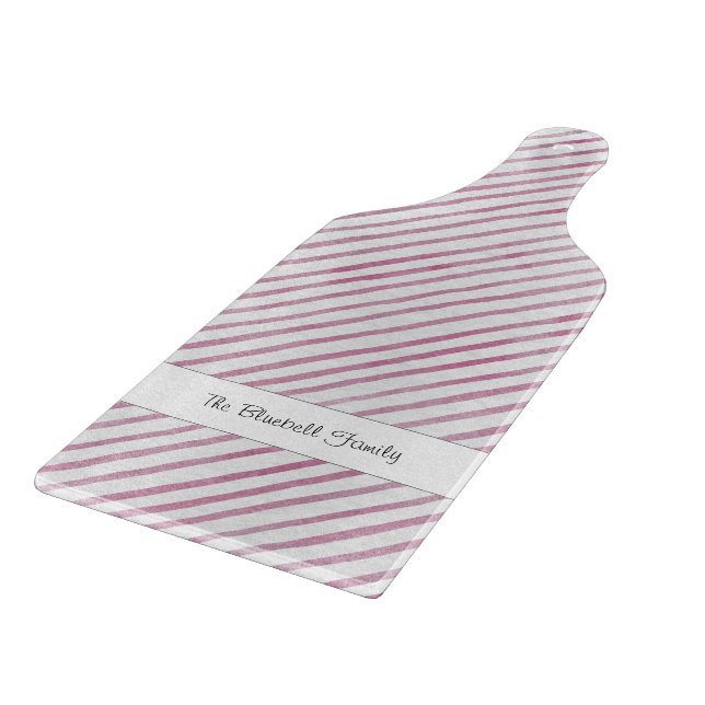 Modern Pink And White Stripe Pattern Cutting Board (Corner)