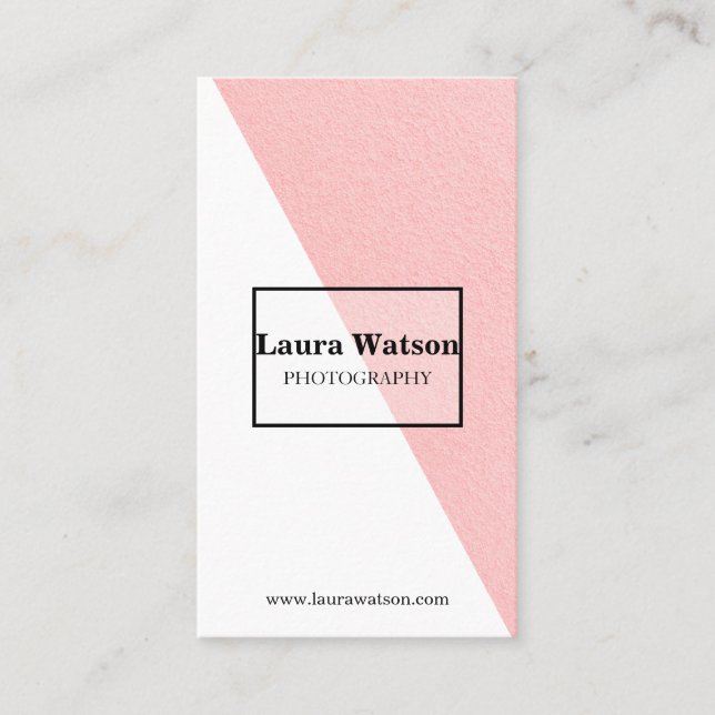 Modern Pink and White Unique Customisable Business Card (Front)