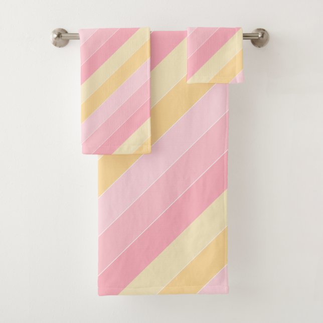 Modern Pink And Yellow Trendy Elegant Template Bath Towel Set (Insitu)