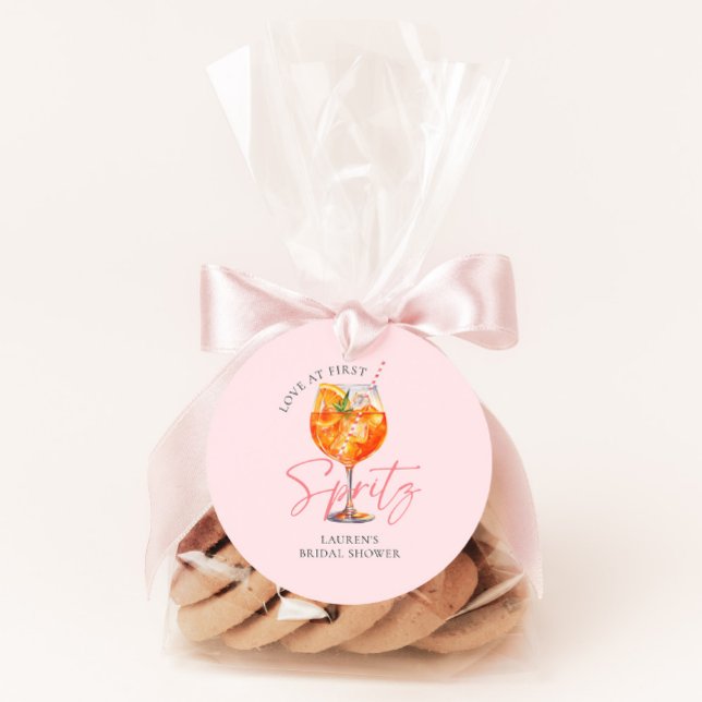 Modern Pink Aperol Spritz Bridal Shower Classic Round Sticker (Creator Uploaded)