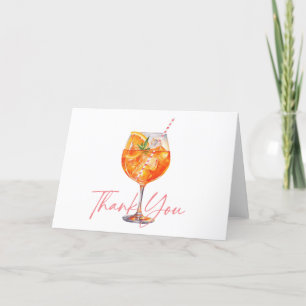 Modern Pink Aperol Spritz Bridal Shower Thank You Card