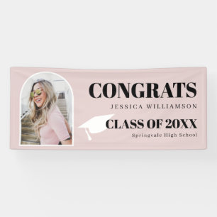 Modern Pink Arch Photo Congrats Graduation Banner