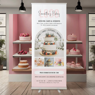 Modern Pink Arch Photos Promotional Dessert Bakery Retractable Banner
