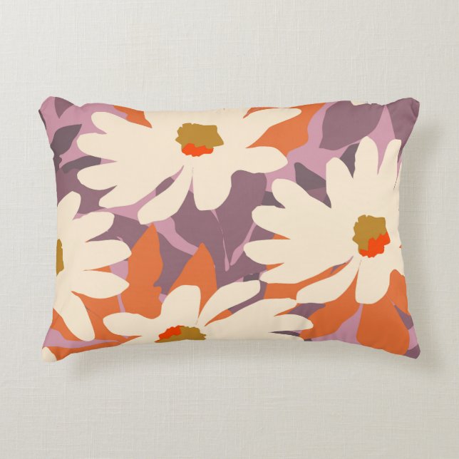 Modern Pink Artistic Daisies Nature Home Decor     Decorative Cushion (Front)