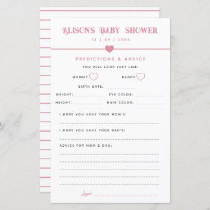 Modern Pink Baby Shower Advice and Predictions