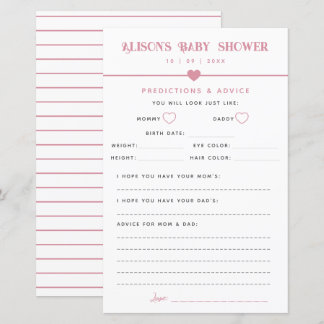 Modern Pink Baby Shower Advice and Predictions