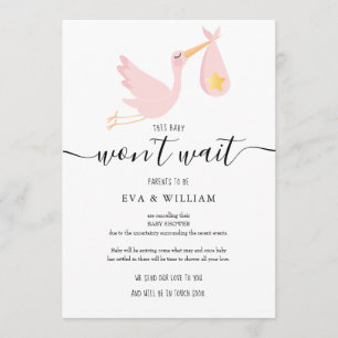 Modern Pink Baby Shower Sprinkle Cancellation Card